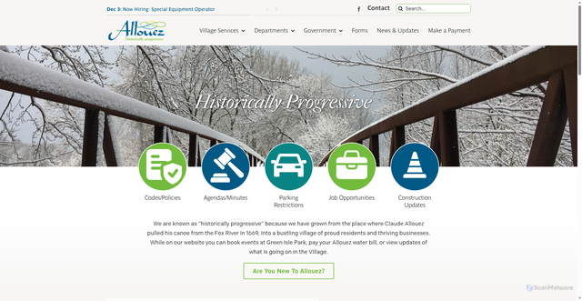 Security scan screenshot of https://www.villageofallouezwi.gov/