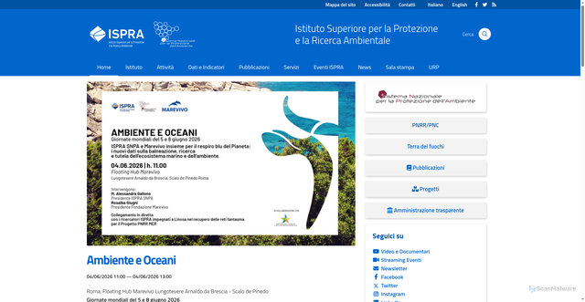 Security scan screenshot of https://www.isprambiente.gov.it