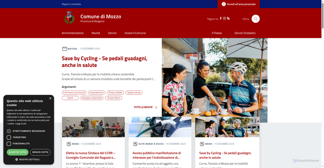 Security scan screenshot of https://www.comune.mozzo.bg.it/