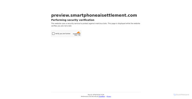 Security scan screenshot of https://preview.smartphoneaisettlement.com/