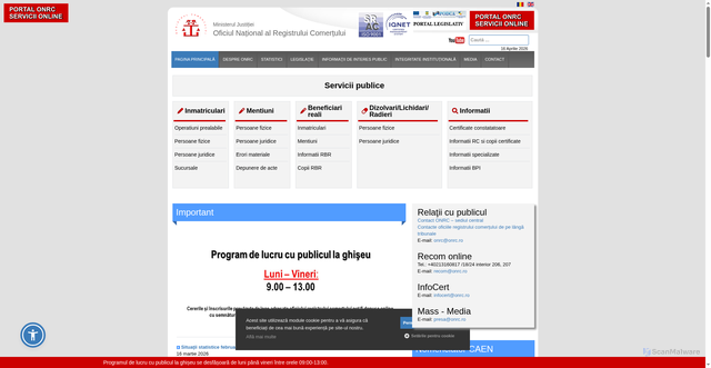 Security scan screenshot of https://onrc.ro