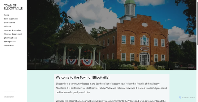Security scan screenshot of https://www.townofellicottvilleny.gov/