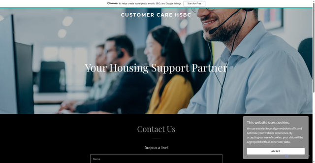 Security scan screenshot of http://customercarehsbc.com/