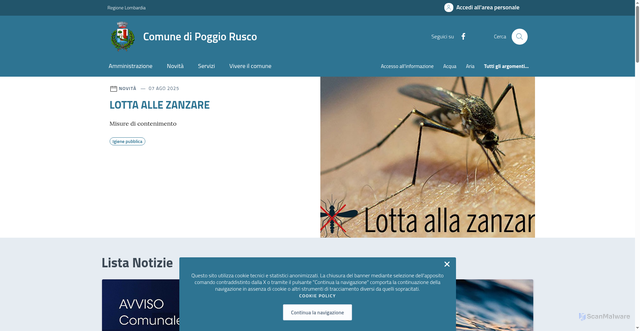 Security scan screenshot of https://comune.poggiorusco.mn.it/