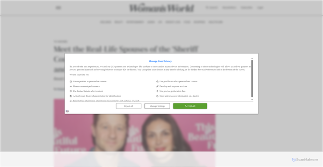 Security scan screenshot of https://www.womansworld.com/entertainment/tv-shows/sheriff-country-cast-meet-their-real-life-spouses-and-partners