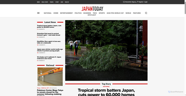 Security scan screenshot of https://japantoday.com