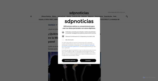 Security scan screenshot of https://www.sdpnoticias.com/espectaculos/television/quienes-son-los-investigadores-de-quien-es-la-mascara-2025-una-actriz-se-sumo-al-panel/