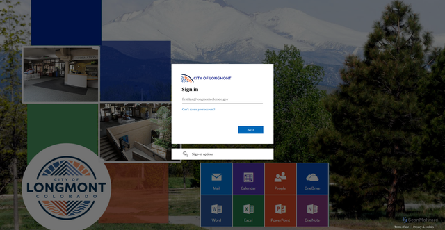 Security scan screenshot of https://longmontcolorado-my.sharepoint.com
