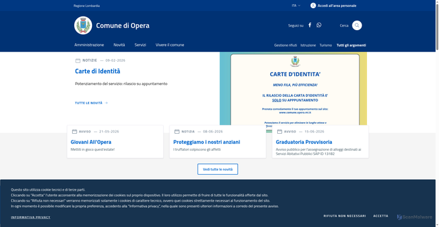 Security scan screenshot of https://www.comune.opera.mi.it