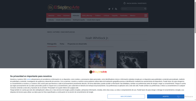 Security scan screenshot of https://www.elseptimoarte.net/actores/isiah-whitlock-jr.