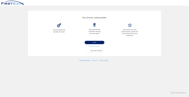 Security scan screenshot of https://firstbank.bucketlist.org