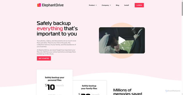 Security scan screenshot of https://elephantdrive.com