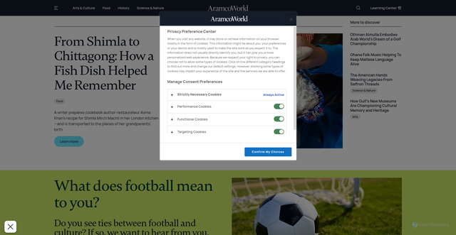 Security scan screenshot of https://www.aramcoworld.com/