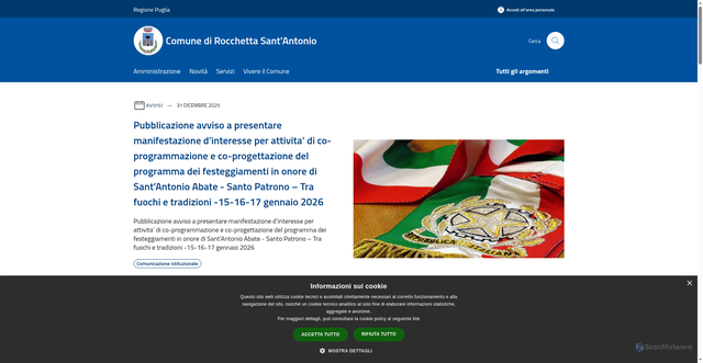 Security scan screenshot of https://www.comune.rocchettasantantonio.fg.it/it