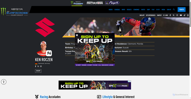 Security scan screenshot of https://www.supercrosslive.com/rider/ken-roczen/