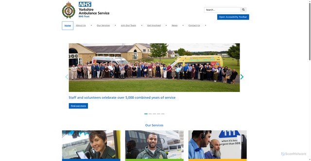 Security scan screenshot of http://www.yas.nhs.uk