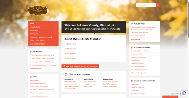 Security scan screenshot of https://lamarcountyms.gov/ms/