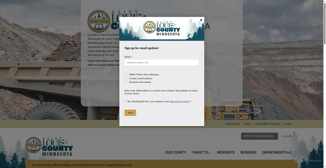 Security scan screenshot of https://www.stlouiscountymn.gov/