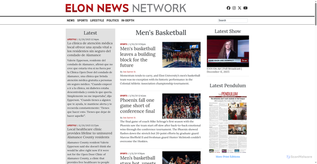 Security scan screenshot of https://www.elonnewsnetwork.com/section/m-basketball