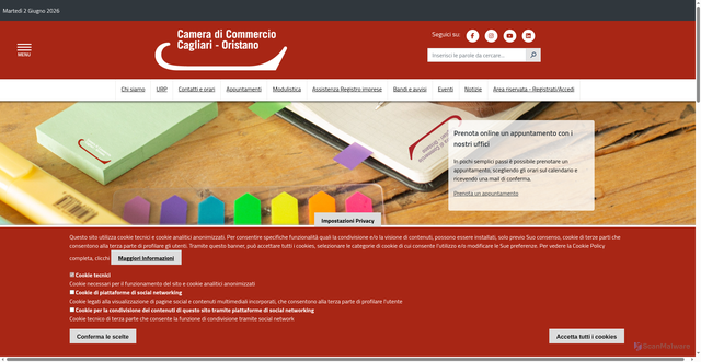 Security scan screenshot of https://www.caor.camcom.it