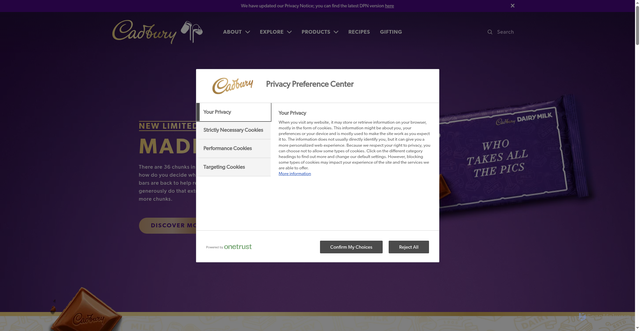 Security scan screenshot of https://www.cadbury.co.uk