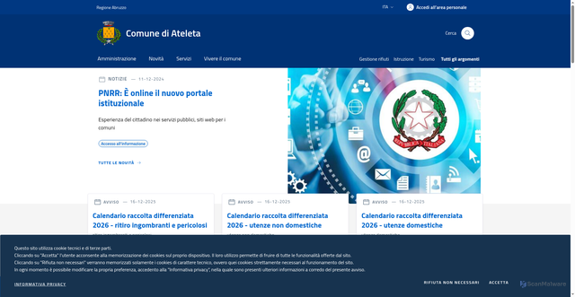 Security scan screenshot of https://www.comune.ateleta.aq.it/