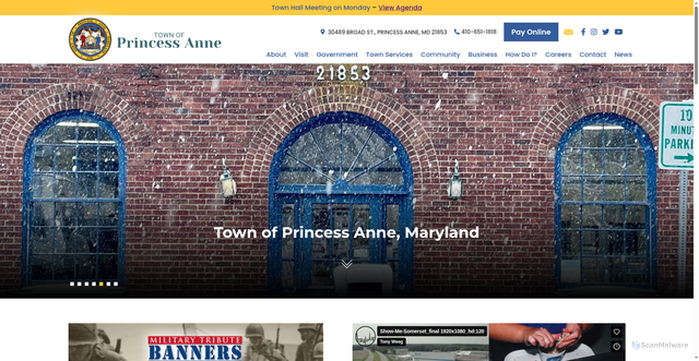 Security scan screenshot of https://townofprincessanne.org/