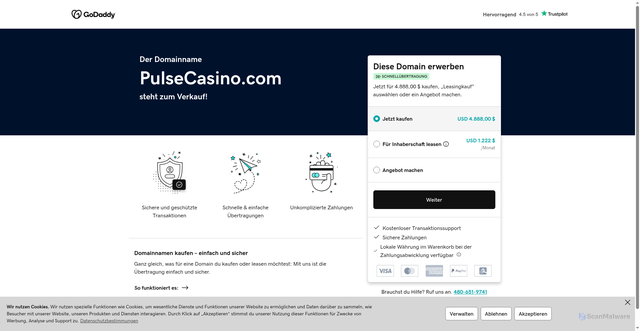 Security scan screenshot of https://pulsecasino.com/