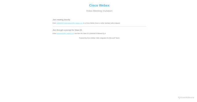 Security scan screenshot of https://www.webex.com/msteams?confid=1299353973&tenantkey=lantmannen&domain=m.webex.com