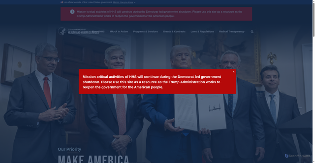 Security scan screenshot of https://www.hhs.gov/