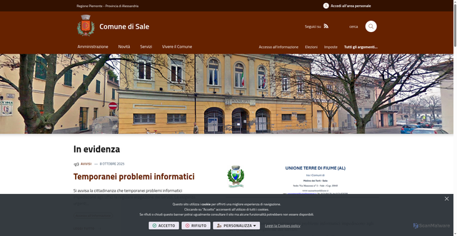 Security scan screenshot of https://www.comune.sale.al.it/it-it/home