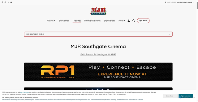 Security scan screenshot of https://www.mjrtheatres.com/theatres/x042y-mjr-southgate-cinema/