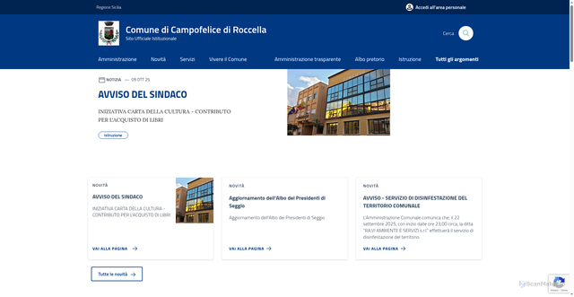 Security scan screenshot of https://comune.campofelicediroccella.pa.it/