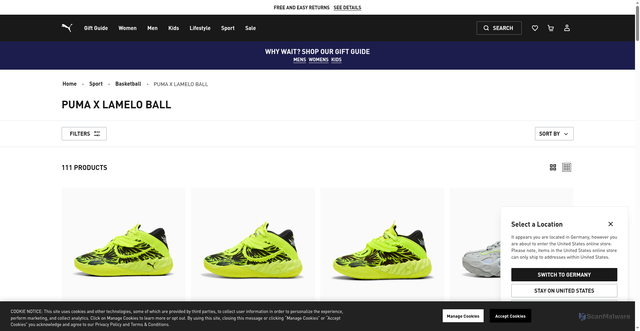 Security scan screenshot of https://us.puma.com/us/en/sport/basketball/mb?srsltid=AfmBOoq_1BnTDK7iwjfQaNnGSQNfZTcTb2OpmOzHoRF6pze3_WzppThi