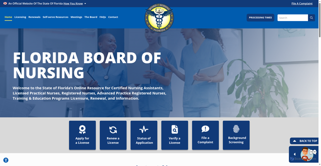 Security scan screenshot of https://floridasnursing.gov/
