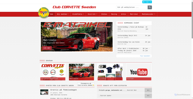 Security scan screenshot of https://ClubCorvette.se