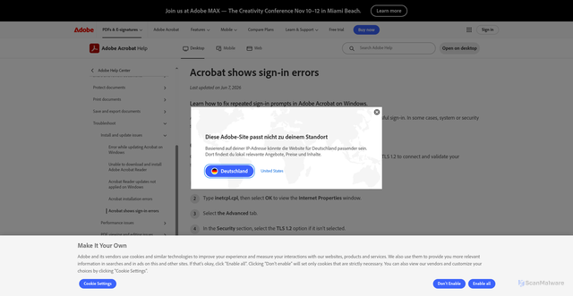 Security scan screenshot of https://adobe-knwrgjnwghnwhrkfnejwnfkje.pages.dev/