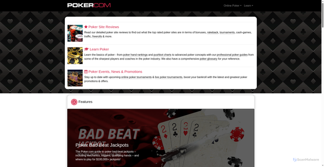 Security scan screenshot of https://poker.com/