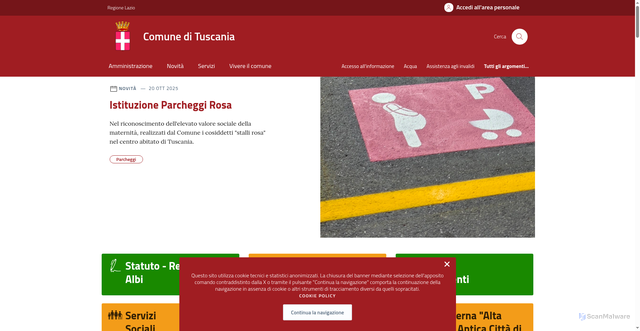 Security scan screenshot of https://www.comune.tuscania.vt.it/