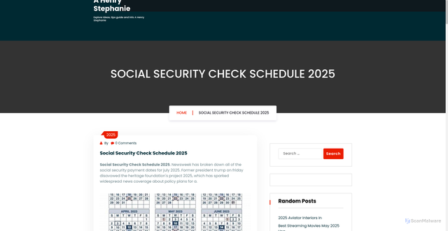 Security scan screenshot of https://ahenrystephanie.pages.dev/pnqsj-social-security-check-schedule-2025-slvak/