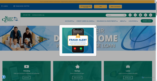 Security scan screenshot of https://scottcreditunion.com/