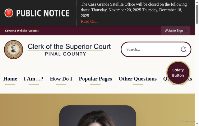 Security scan screenshot of https://www.coscpinalcountyaz.gov/