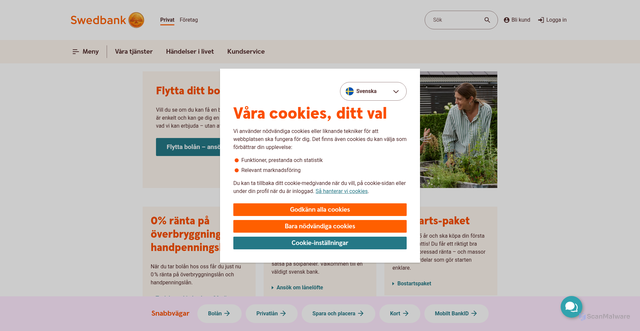 Security scan screenshot of https://www.swedbank.se/