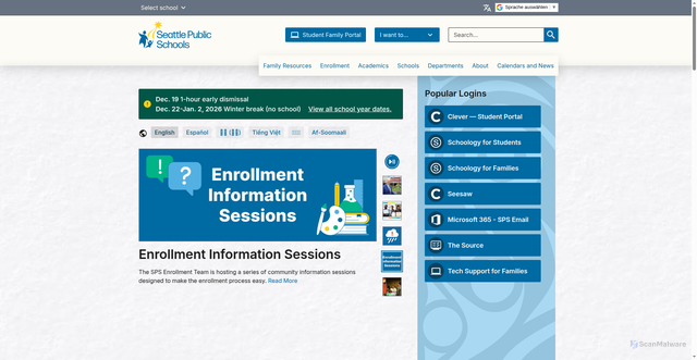 Security scan screenshot of https://www.seattleschools.org/