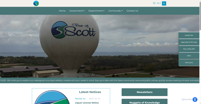 Security scan screenshot of https://townofscott.com/
