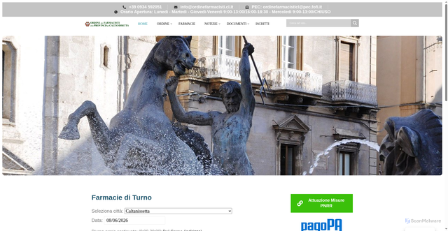 Security scan screenshot of https://www.ordinefarmacisti.cl.it