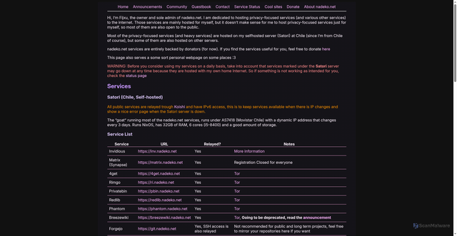 Security scan screenshot of https://nadeko.net