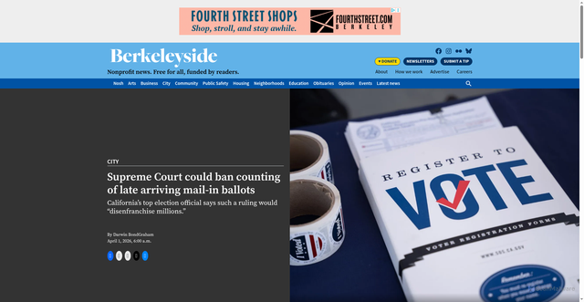Security scan screenshot of https://www.berkeleyside.org/2026/04/01/mail-in-ballots-election-day-supreme-court-case