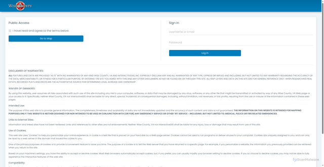 Security scan screenshot of https://wisecova.interactivegis.com/