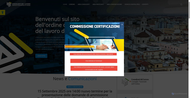 Security scan screenshot of https://www.consulentilavorofoggia.it/